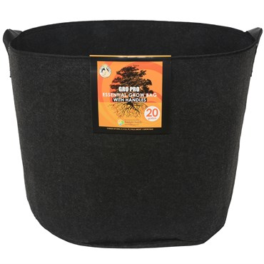 Gro Pro 20gal Essential Grow Bag Round Fabric Pot w/ Handles Black (42/CS)