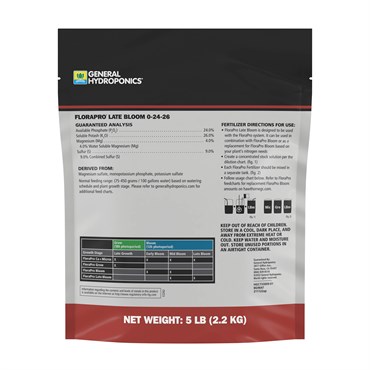 General Hydroponics 5# FloraPro Late Bloom 0-24-26 — Single Unit - Image 2