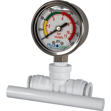 Hydro-Logic 1/2in Pressure Gauge Kit QC Tee Liquid Filled for Evolution RO — Single Unit - Image 2