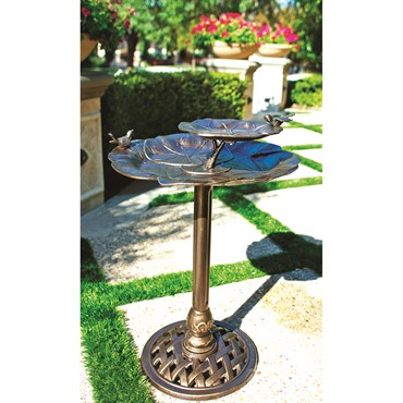 Innova 2 Tier Lily Pad Bird Bath Antique Brass
