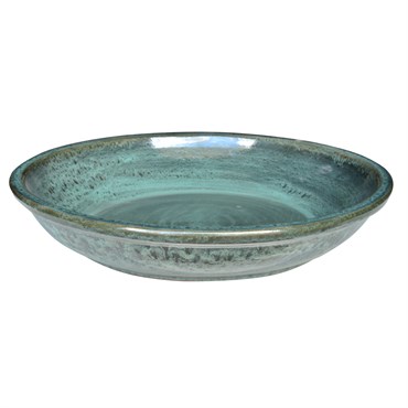 Michael Carr 15" Glazed Round Saucer Falling Green