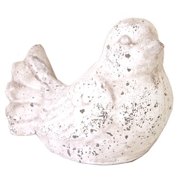 MCarr 5.9" Bird W/Tail Feathers Antique White