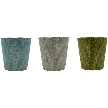 MCarr 24pc Mixed Ceramic Pots with Glossy Glaze Finish Green/Blue/Grey