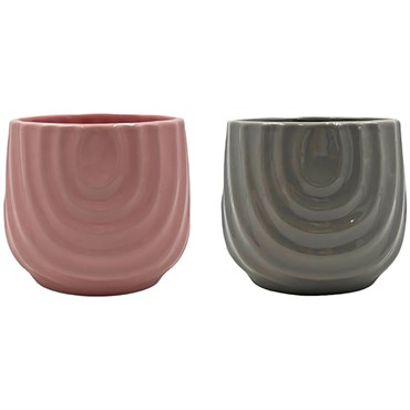 MCarr 18pc Mixed Ceramic Flower Pot Glossy Glaze Pink/Grey