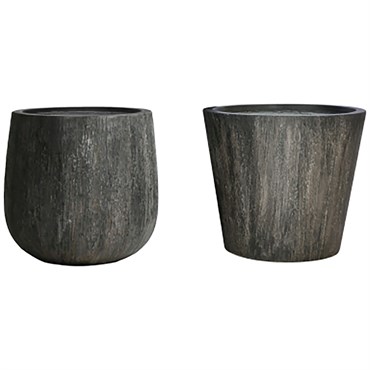 MCarr 27pc Ficonstone Wood Texture Round Mix Planter Pallet Assortment Coal