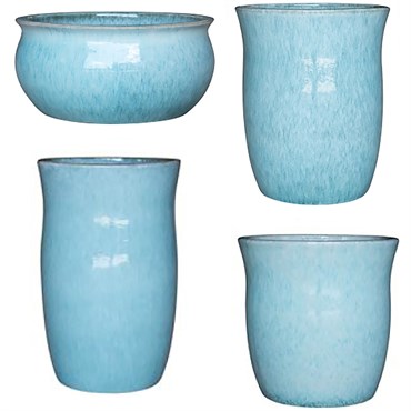 MCarr 26pc Glazed Hourglass Smooth Planter Pallet Assortment Milky Blue