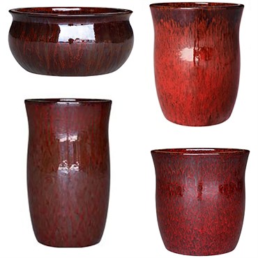 MCarr 26pc Glazed Hourglass Smooth Planter Pallet Assortment Red Wine