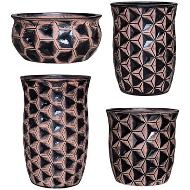 MCarr 26pc Glazed Hourglass Smooth Planter Pallet Assortment Antique Glossy Black