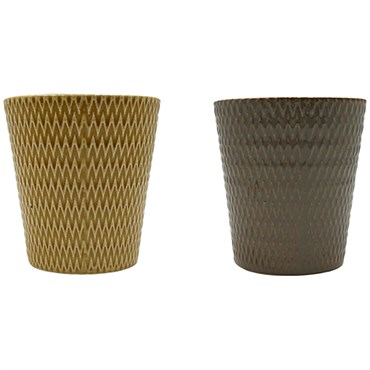 MCarr 16pc Mixed Ceramic Pots with Glossy Glaze Finish Grey/Yellow