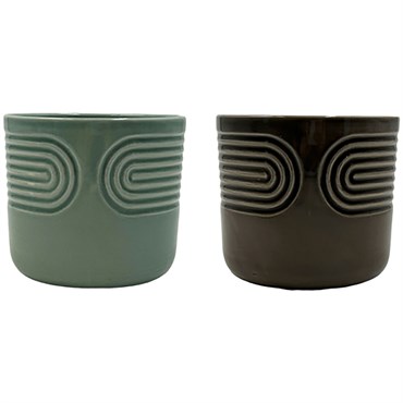 MCarr 36pc Mixed Ceramic Pots with Glossy Glaze Finish Brown/Green