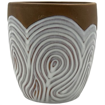 MCarr 5.2"x5.2"x5.5" Stoneware Pot with Reactive Glaze Finish Brown & White