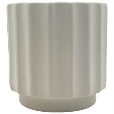 MCarr 6.3"x6.3"x6.3" Ceramic Ribbed Pot Matte White