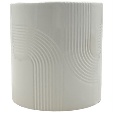 MCarr 6"x6"x6" Gloss Smooth Ceramic Pot White