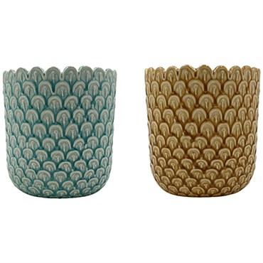 MCarr 18pc Mixed Gloss Ceramic Pots Blue/Yellow