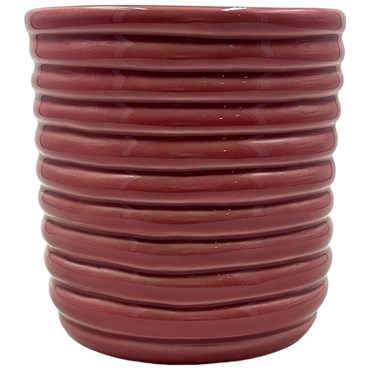 MCarr 5.91"x5.91"x6.18" Ceramic Pot with Glossy Glaze Finish Red