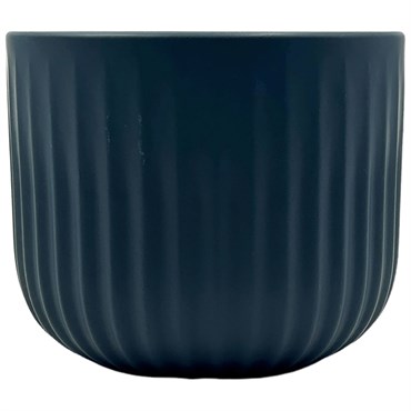 MCarr 6"x6"x5" Ceramic Pot Ribbed Matte Dark Blue