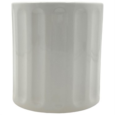 MCarr 6"x6"x6.14" Gloss Ribbed Ceramic Pot White