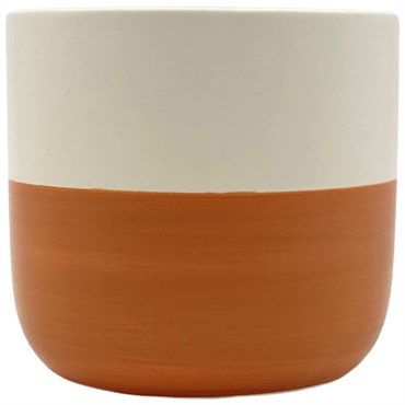 MCarr 4"x4"x3.8" Ceramic Pot Matte White & Orange