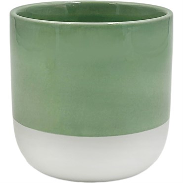 Mcarr 3.9"x3.9"x3.7" Ceramic Pot Glossy Glaze Green and White