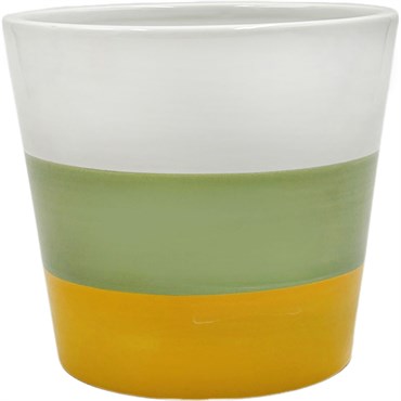 Mcarr 5.3"x5.3"x4.7" Ceramic Pot Glossy Glaze White/Green/Orange