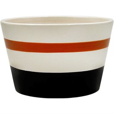Mcarr 5"x5"x3" Ceramic Pot Glossy Glaze Cream with Red and Black Stripe