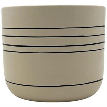 MCarr 5.1"x5.1"x4.5" Ceramic Pot Cream with Black Stripes