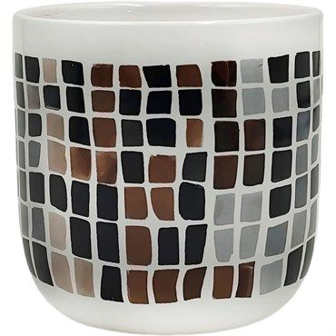 Mcarr 3.9"x3.9"x3.7 Ceramic Pot Glossy Glaze Multi Color Tile Look