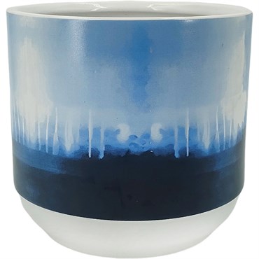 Mcarr 6.5"x6.5"x6" Ceramic Pot Glossy Glaze Blue Water Color Look