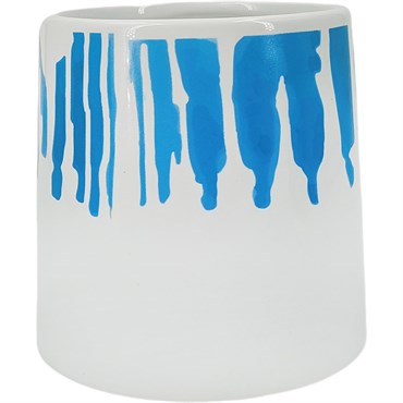 Mcarr 4.3"x4.3"x4.3" Ceramic Tapered Pot Glossy Glaze White with Blue