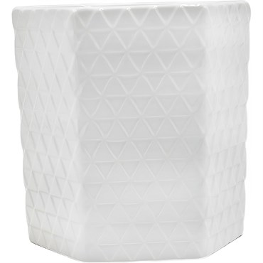 Mcarr 4.8"x4.8"x5" Ceramic Pot Cross Pattern Glossy Glaze White