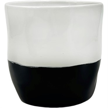 Mcarr 5"x5"x5" Ceramic Pot Glossy Glaze White and Black