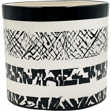Mcarr 5"x5"x4.5" Ceramic Pot Glossy Glaze White & Black Pattern