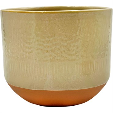 Mcarr 5.9"x5.9"x5" Ceramic Pot Glossy Glaze Brown with Orange Bottom