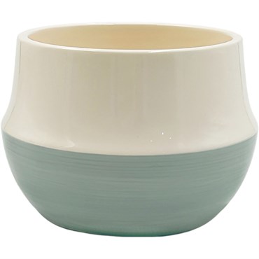 Mcarr 4.7"x4.7"x3.3" Ceramic Pot Glossy Glaze White and Green