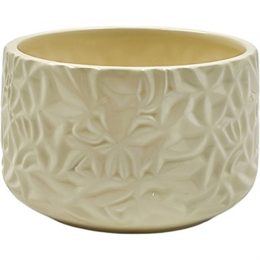 Mcarr 5"x5"x3" Ceramic Pot Glossy Glaze Cream Floral Grove Pattern