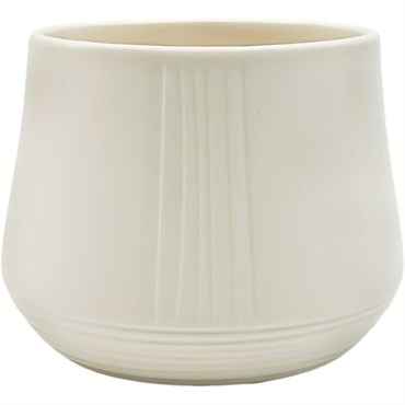 Mcarr 5.4"x5.4"x4" Ceramic Pot Glossy Glaze Grove Bottom Pattern Cream