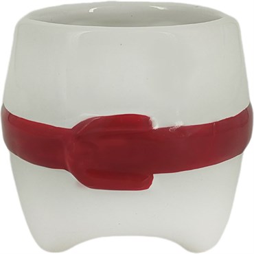 Mcarr 3.3"x3"x2.9" Ceramic Pot Glossy Glaze White with Santa Belt