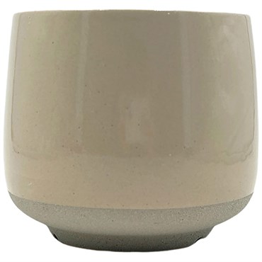 MCarr 5.5"x5.5"x4.7" Stoneware with Glossy Glaze Finish Cream/Tan