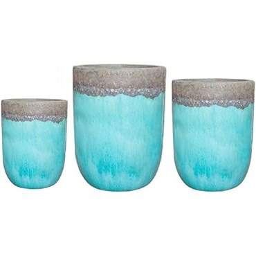 MCarr 12PC Tall Round Plt Volcanic Milky Blue