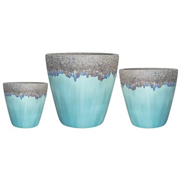 MCarr 6pc Large Round Planter Pallet Volcanic On Milky Blue