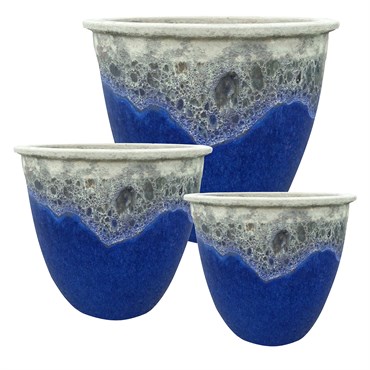 MCarr 3pc Flat Rim Planter Pallet Volcanic Admiral Blue