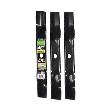 Maxpower 3 Blade Set of 3-N-1 Blades for Many 48" Cut John Deere Mowers Replaces OEM #'s AM137757, AM141035, GX21784, GY20852