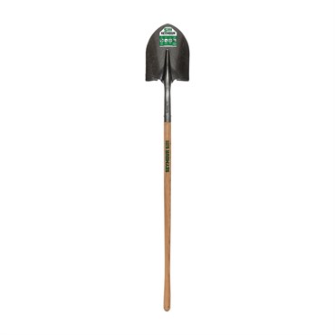 Midwest #2 16 Gauge 44" Long Handled Round Point Shovel Forward Turned Step Solid Steel Rivet Precision Lathe Turned Hardwood Handle