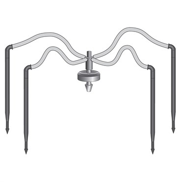 NET 24"/48" 4-Way Flat MOD Manifold Assembly Angle Arrow Dripper w/ Super Flex UV White PE Tubing 25/Bag