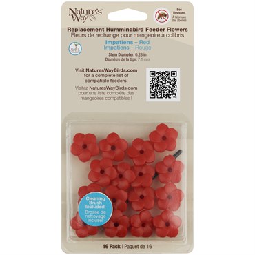 Natures Way Hummingbird Replacement Flowers w/ Cleaning Brush Red Impatiens