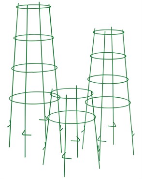 Oregon Wire Sturdy Plant Cage - 52" 4 Legs With Foot Pegs, 4 Rings, 2.5 Ga Galv Wire, Green