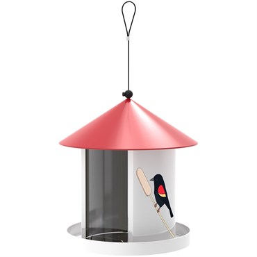 Audubon Limited Edition Eggpicnic Audubon Round Metal Hopper Feeder with Optional Pole Mount Hardware