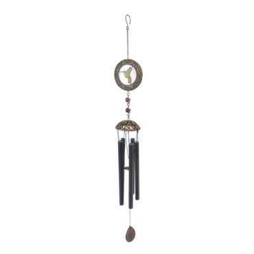 Panacea 32" Glass Hummingbird Chime Black