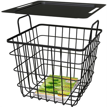 Panacea 15" Square Modern Farmhouse Wire Milk Crate Basket Bin/Stand