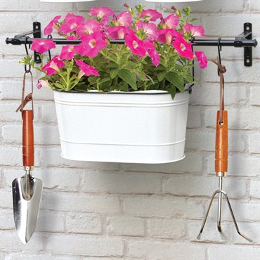 Panacea Milkhouse 2- 8" Bucket Vertical Gardening Wall Planter Kit With Expandable Bar Boxed